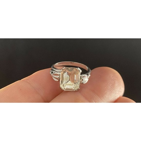 Vintage Ring Size 6 Sterling Silver Cut Quartz Shank Ornate - Picture 7 of 7